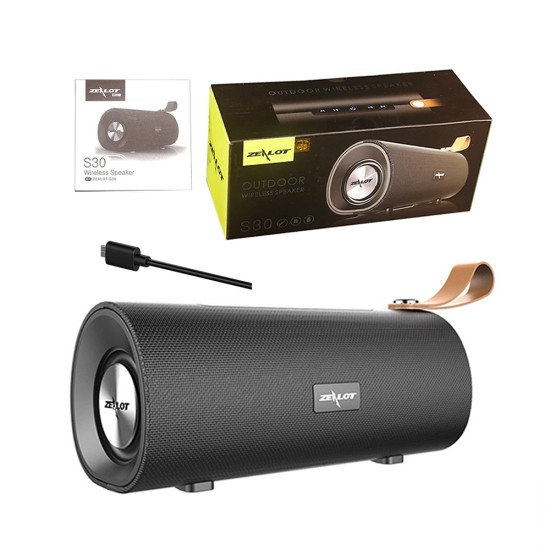 TWS Coluna de Som Mini 3D HiFi Portátil Zealot S30 10W 1800mAh Preto TWS Coluna de Som Mini 3D HiFi Portátil Zealot S30 10W 1800mAh Preto